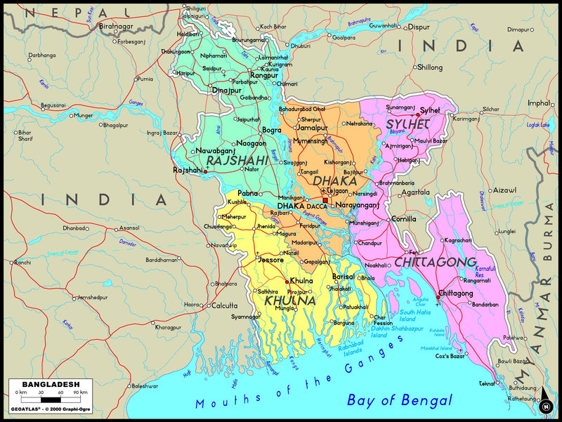 Bangladesh Political Wall Map Maps.com