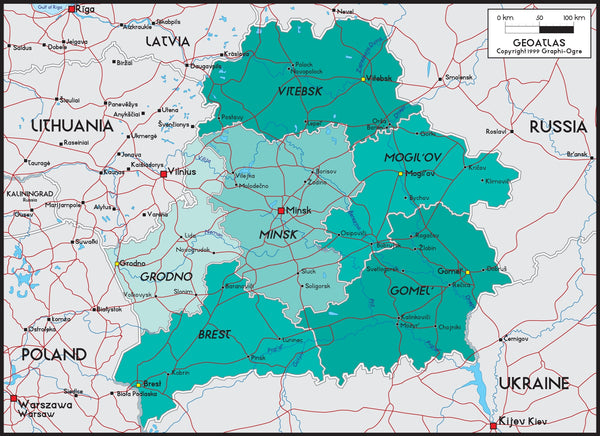 Belarus Political Wall Map Maps.com