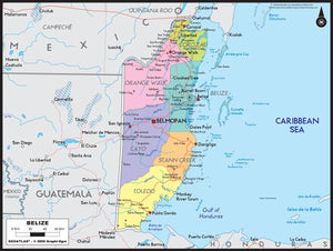 Belize Political Wall Map