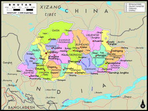 Bhutan Political Wall Map