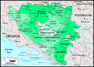Bosnia Political Wall Map