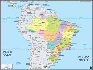 Brazil Political Wall Map
