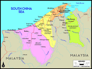 Brunei Political Wall Map