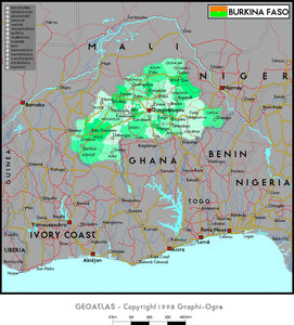 Burkina Political Wall Map