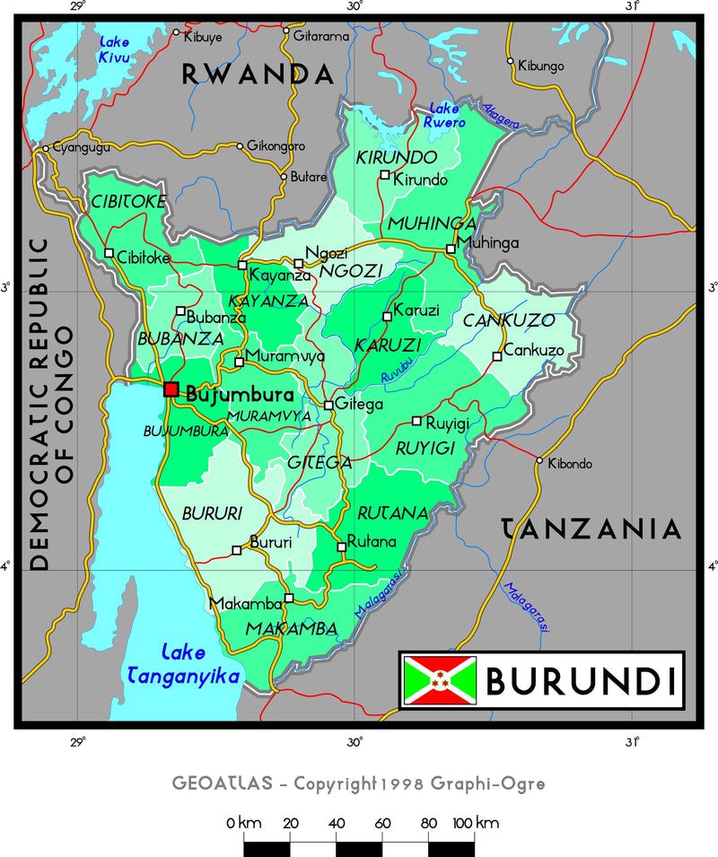 Burundi Political Wall Map Maps.com