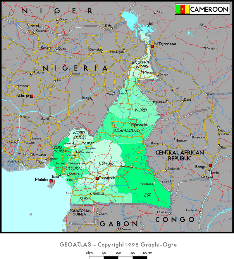 Cameroon Political Wall Map Maps.com