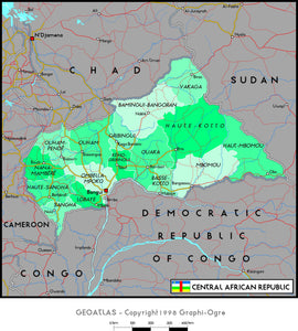Central African Republic Political Wall Map