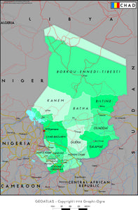 Chad Political Wall Map