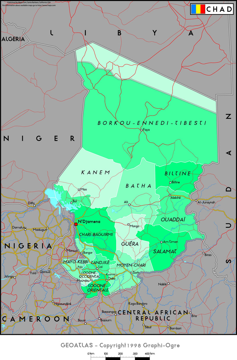 Chad Political Wall Map Maps.com