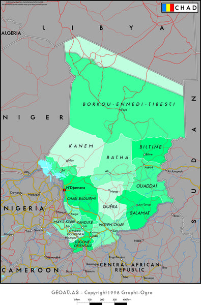 Chad Political Wall Map Maps.com