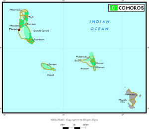 Comoros Political Wall Map