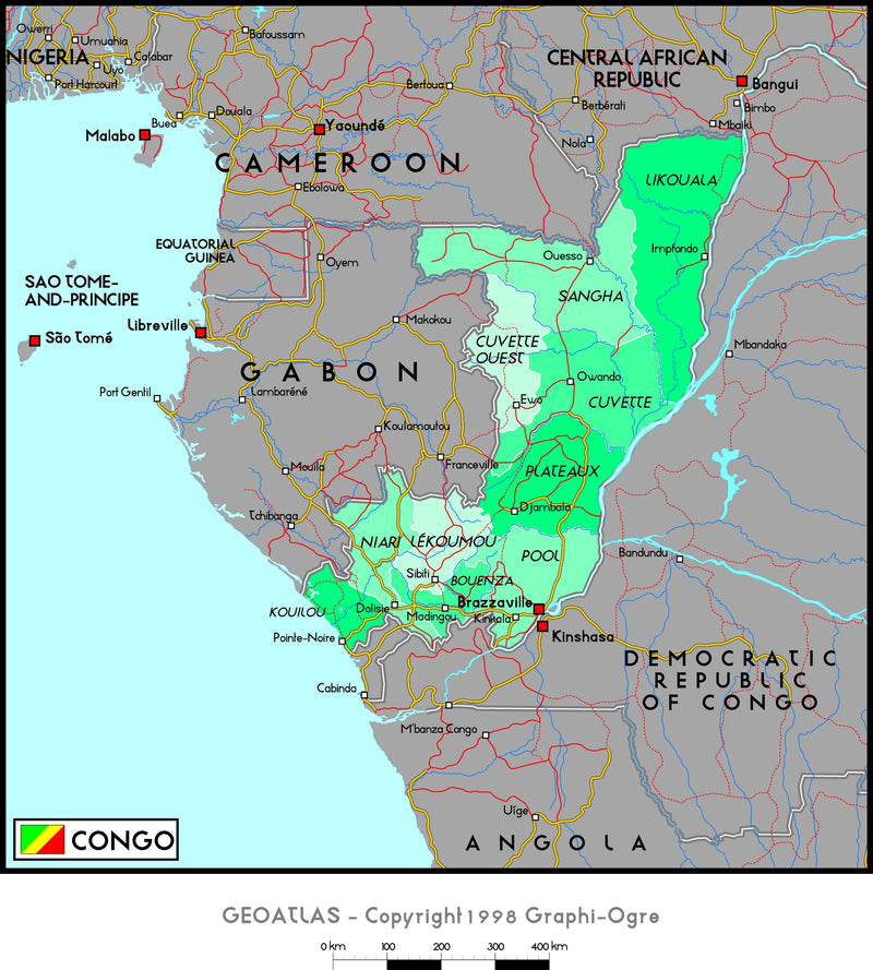 Congo Political Wall Map Maps.com