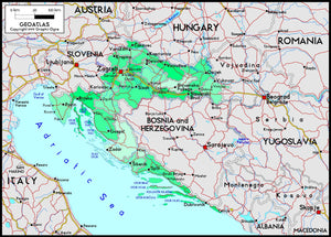 Croatia Political Wall Map