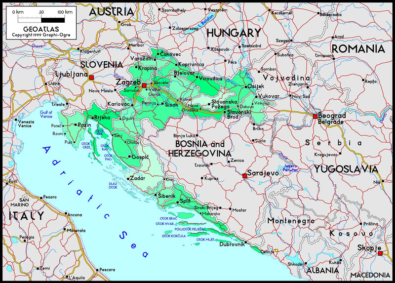 Croatia Political Wall Map Maps.com