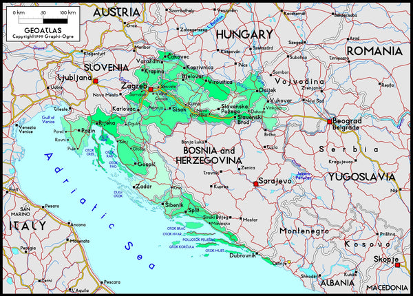 Croatia Political Wall Map Maps.com
