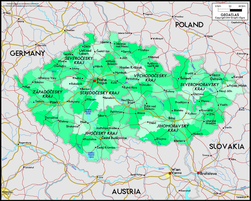 Czech Republic Political Wall Map Maps.com