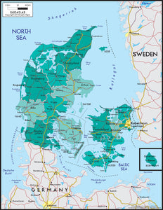 Denmark Political Wall Map