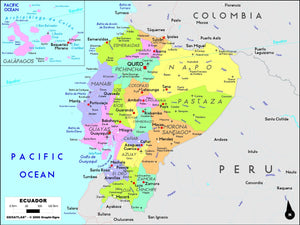 Ecuador Political Wall Map