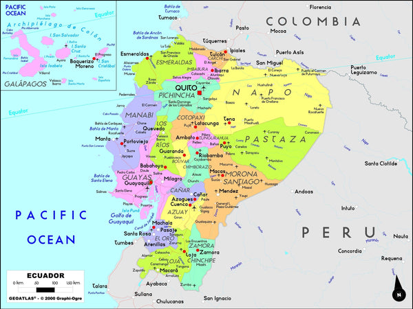 Ecuador Political Wall Map Maps.com