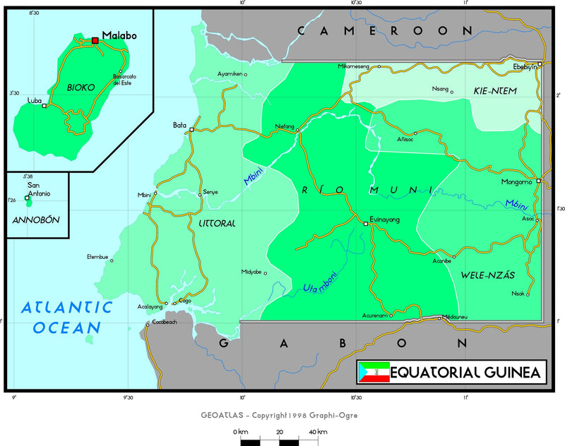 Equatorial Guinea Political Wall Map Maps.com