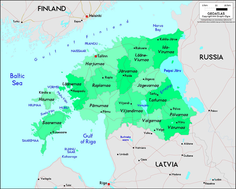 Estonia Political Wall Map Maps.com