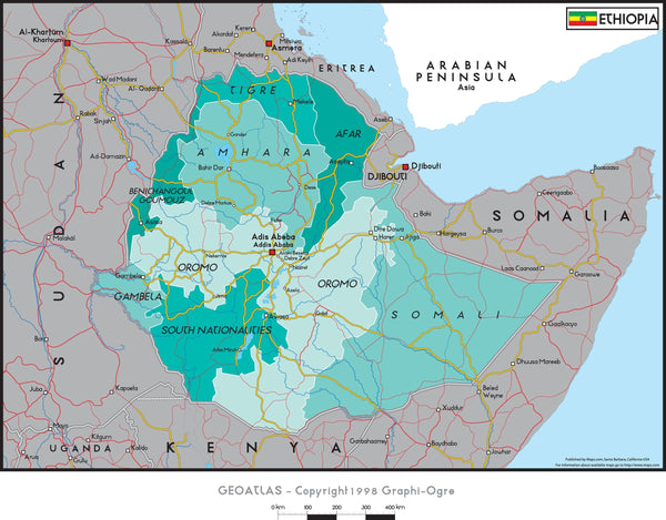 Ethiopia Political Wall Map Maps.com
