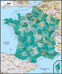 France Political Wall Map