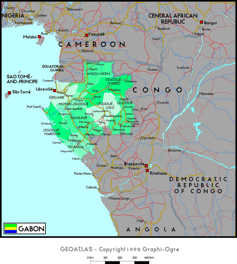 Gabon Political Wall Map Maps.com