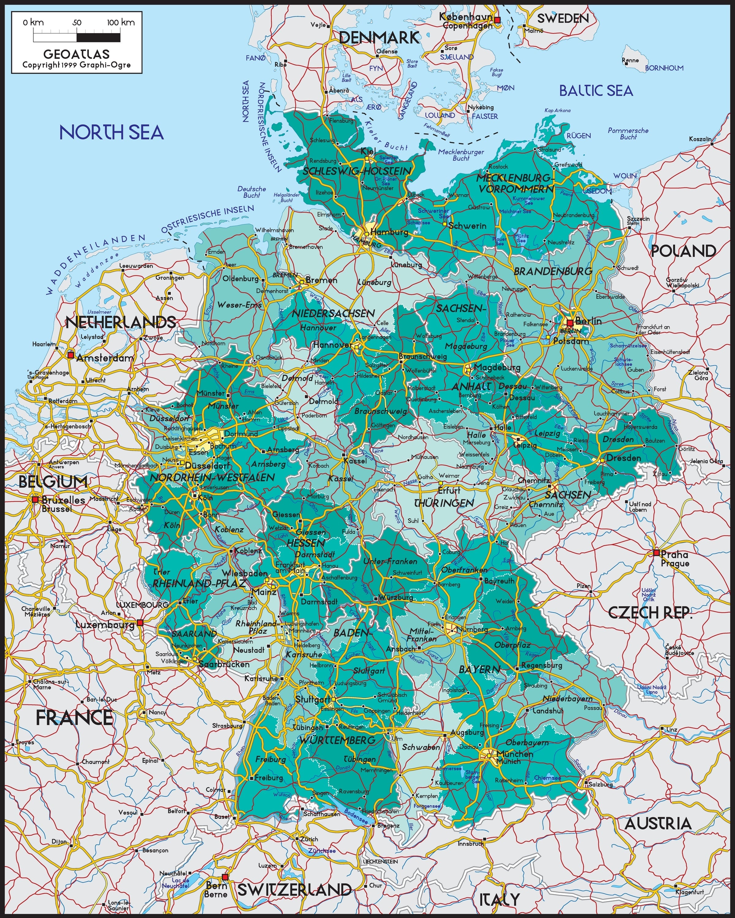 Germany Block Map Germany Political Wall Map | Map Geek.com