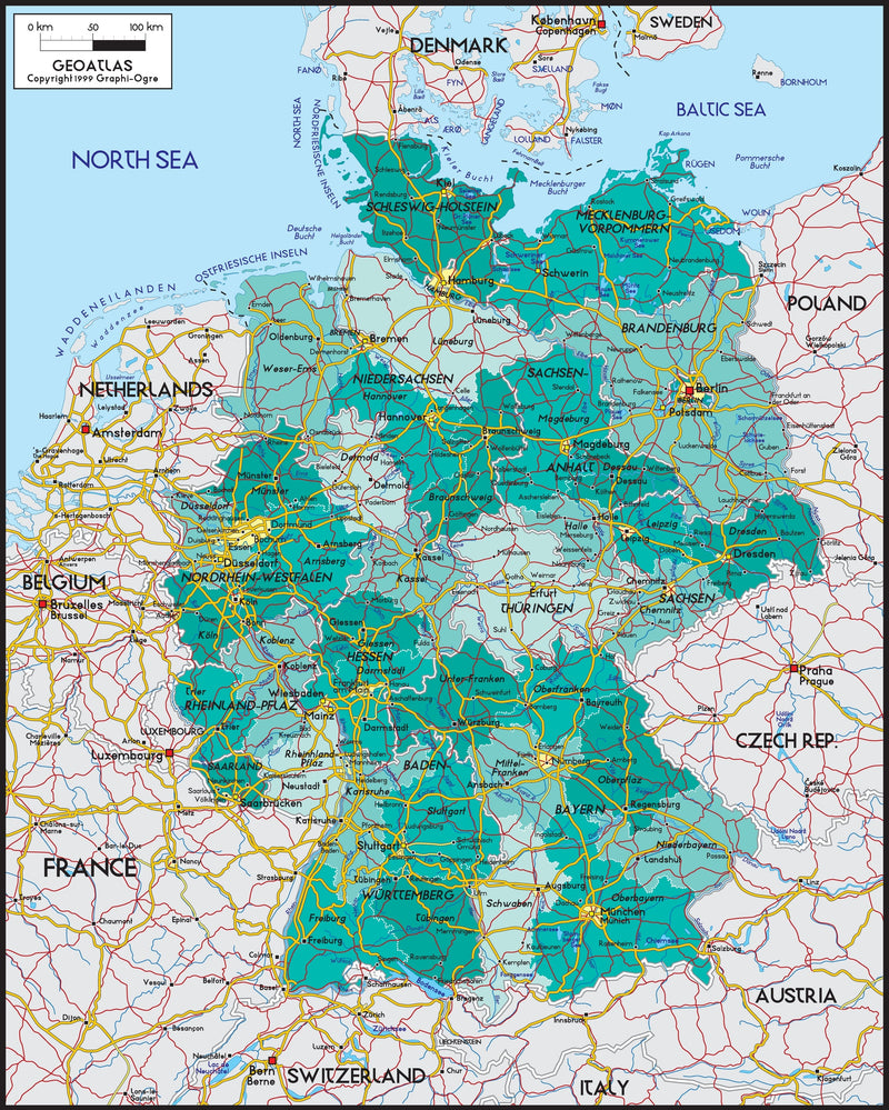 Germany Political Wall Map Maps.com