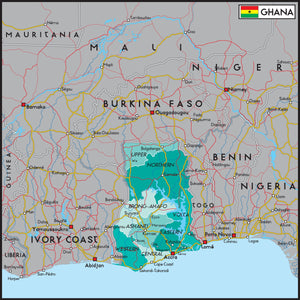 Ghana Political Wall Map