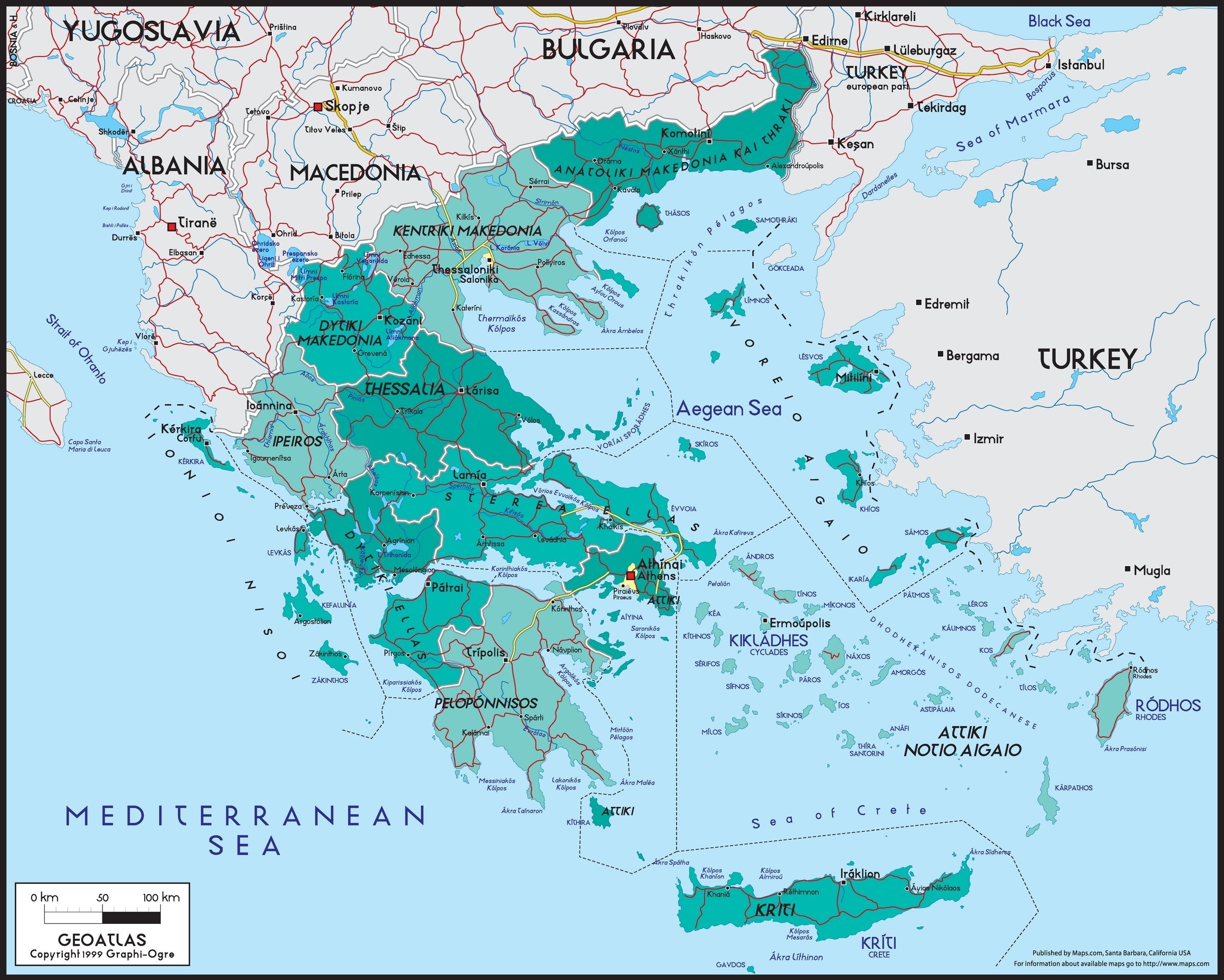 Greece Map.pdf Greece Political Wall Map | Map Geek.com