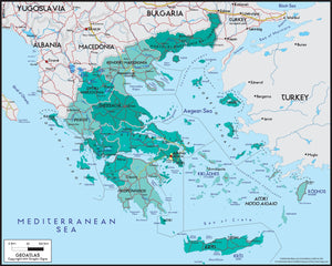 Greece Political Wall Map