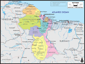 Guyana Political Wall Map