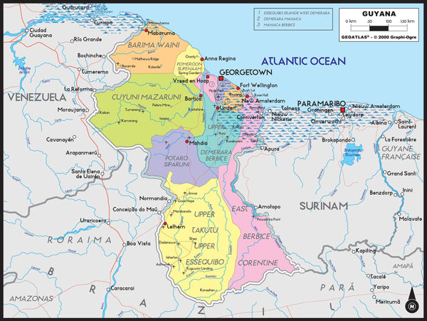 Guyana Political Wall Map Maps.com