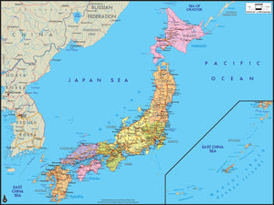 Japan Political Wall Map