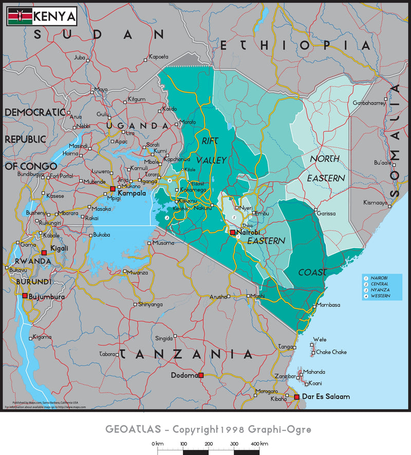 Kenya Political Wall Map Maps.com