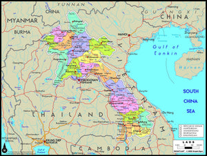 Laos Political Wall Map