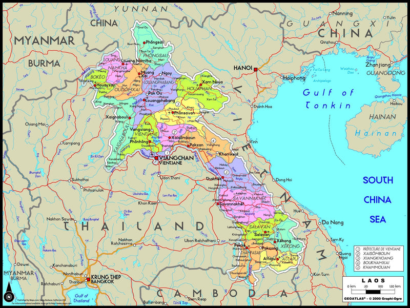 Laos Political Wall Map Maps.com