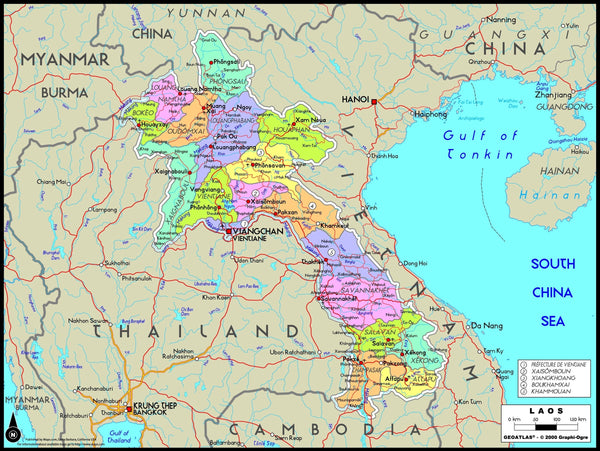 Laos Political Wall Map Maps.com