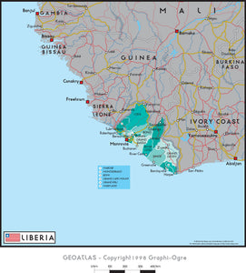 Liberia Political Wall Map