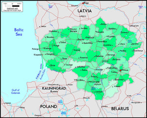 Lithuania Political Wall Map