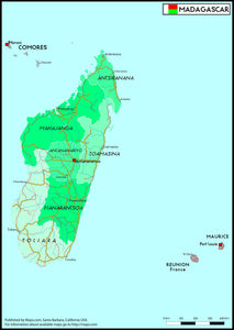 Madagascar Political Wall Map