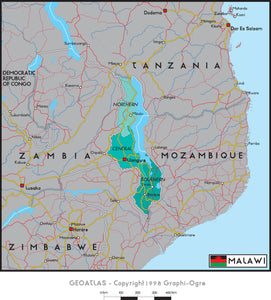 Malawi Political Wall Map