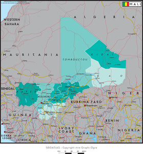 Mali Political Wall Map
