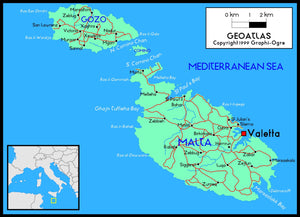 Malta Political Wall Map