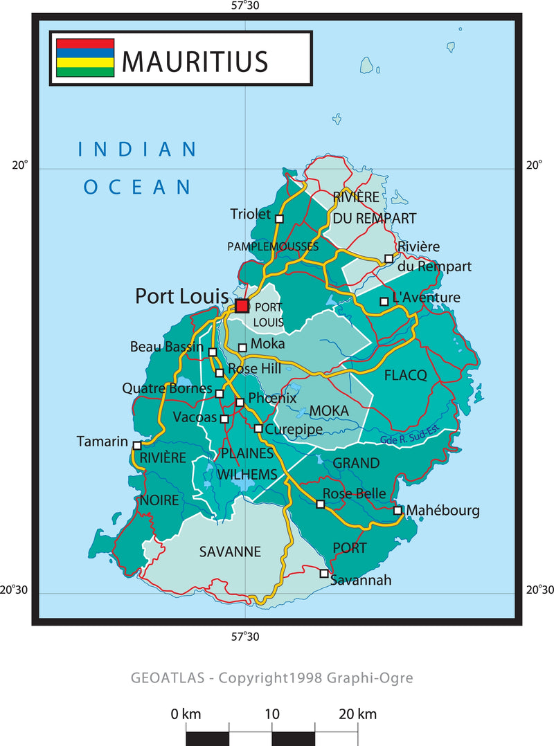 Mauritius Political Wall Map Maps.com
