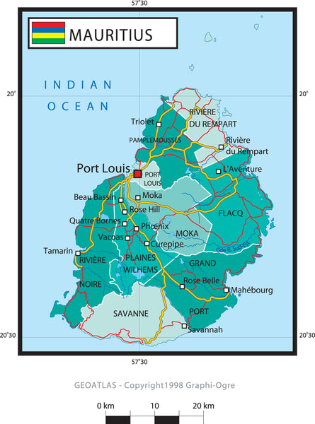 Mauritius Political Wall Map Maps.com