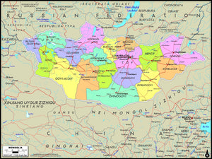 Mongolia Political Wall Map