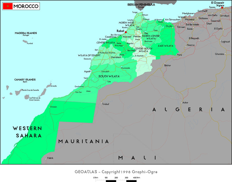 Morocco Political Wall Map Maps.com